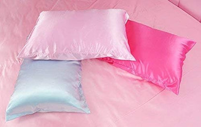 100% Pure Silk Satin Sheet Set 4pcs Silk Fitted Sheet 15" Deep Pocket Mattress fit,Silk Flat Sheet & Pillowcases Cool Soft Silk Sheets|Wrinkle Free Fade Resistant Cal-King Medium Blue