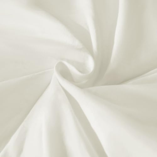 Andency Ivory Ruffle Comforter Twin XL(68x92Inch), 2 Pieces(1 Ruffled Comforter and 1 Pillowcase) Solid Farmhouse Shabby Chic Bed, Vintage Rustic Soft Microfiber Bedding Set