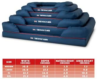 The Dog’s Bed Orthopedic Memory Foam Dog Bed with Bolsters, Oxford Fabric, Blue with Dark Red Trim, XXL