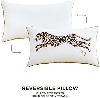Juicy Couture Reversible Velvet Cheetah Pillow, 14" x 24" Decorative Pillow, White