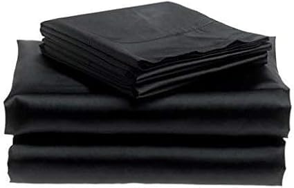 100% Pure Silk Satin Sheet Set 4pcs, Silk Fitted Sheet 15" Deep Pocket Mattress fit,Silk Flat Sheet&Silk Pillowcases Set Soft Silk Sheets|Wrinkle Free Fade Resistant (Black/Twin)