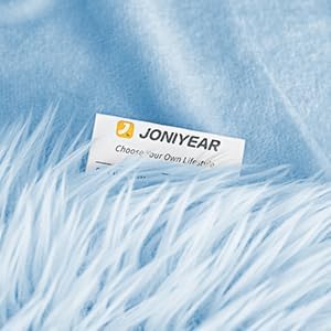 JONIYEAR Extra Large Decorative Fluffy Faux Fur Blanket Full Size 71" x 80", Soft Luxury Lightweight Furry Blankets, Accent Cozy Shaggy Plush Fuzzy Blankets for Bed, Thick Warm Winter Blanket, Blue