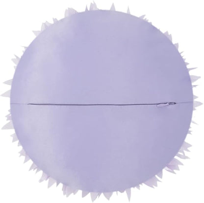 Decorative 3D Round Flower Pillow Handmade Daisy Floral Throw Pillow with Insert Cute Satin Accent Cushion for Sofa Bed Couch Living Room Brdroom Boho Home Decor 12 Inch Lavender Purple