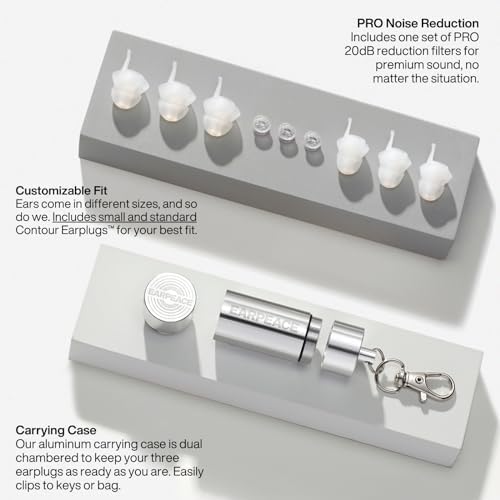 EARPEACE Music PRO - Concert Ear Plugs - Earplugs for Noise Reduction up to 20dB - High Fidelity Ear Plugs for Concerts, Musicians and Live Events - Reusable Earplugs - Includes Filter Set and Case