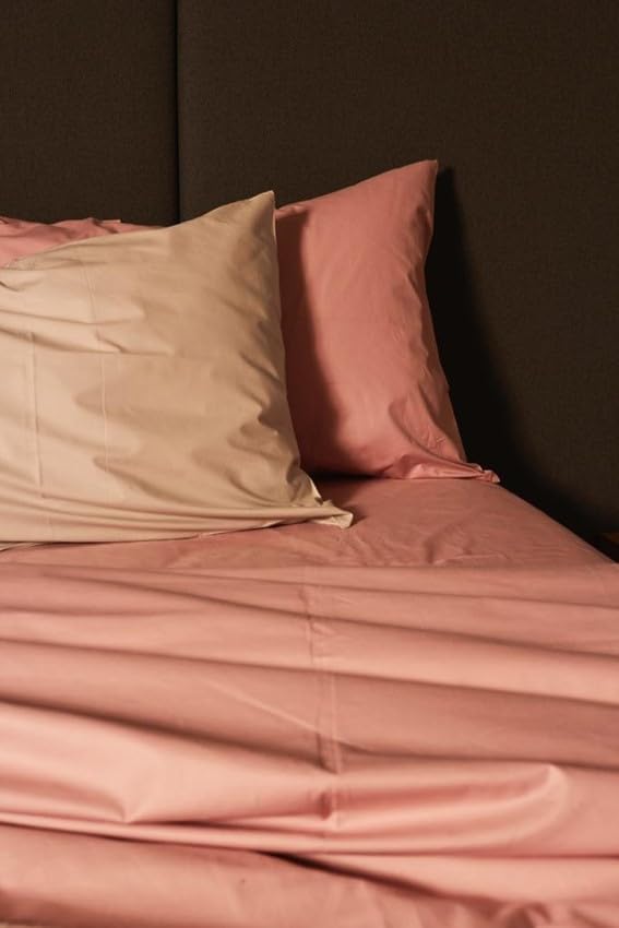 Peru Pima 415 Thread Count Percal California King Sheet Set - 100% Peruvian Pima Cotton, 4 Piece (Flat, Fitted, 2 Pillowcases) - Cooling, Deep Pocket, Hotel Quality Bedding - Rose Gold