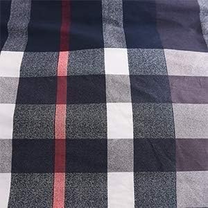 KAREVER Navy Plaid Comforter Set - King Multicolor Checkered Bedding Quilt Set - Breathable Navy Blue Tartan Grid Comforter - Striped Women's Blanket - King Size