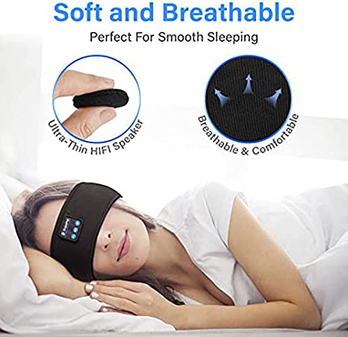 Wireless Bluetooth Sports Headband Headphones Ultra-Thin HD Stereo Perfect for Sleeping,Workout,Jogging,Yoga,Insomnia, Air Travel, Meditation Black