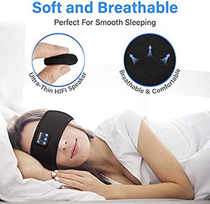 Wireless Bluetooth Sports Headband Headphones Ultra-Thin HD Stereo Perfect for Sleeping,Workout,Jogging,Yoga,Insomnia, Air Travel, Meditation Black