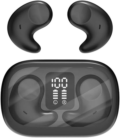 Sleep Earbuds Bluetooth in Ear Light-Weight Headphones, Mini Invisible Earplugs Small Design for Side Sleepers, 58H Playtime with Charging Case, Clear Calls& Noise Block-Black