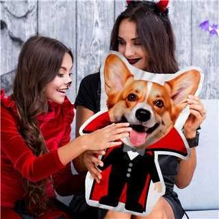 Custom Pet Pillow with Photo - Plush Halloween Pillows with Personalized Dog & Cat Face - Halloween Shaped Pillows Gift for Pet Lover, Birthday, Friends