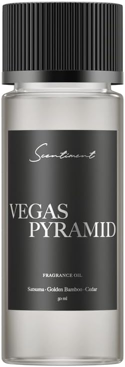 Scentiment Diffuser Oil - Vegas Pyramid Hotel Diffuser Oil | Aromatherapy Home Fragrance | Inspired by Luxury Las Vegas | Luxurious Scent with Notes of Satsuma, Golden Bamboo, Cedar, 50ml