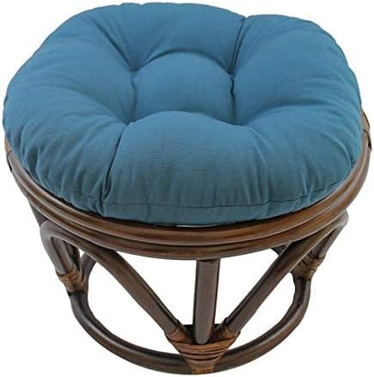 Blazing Needles Solid Twill Round Footstool Cushion, 18", Natural