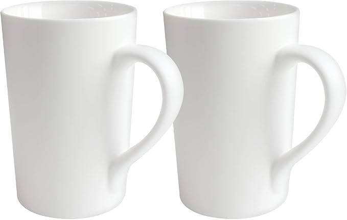 2 Pack 12 OZ Ceramic Coffee Cup Simple Pure White Ceramic Cup Plain Large Tall White Milk Tea Coffee Mug with Handle