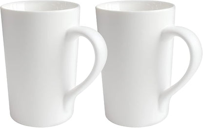 2 Pack 12 OZ Ceramic Coffee Cup Simple Pure White Ceramic Cup Plain Large Tall White Milk Tea Coffee Mug with Handle