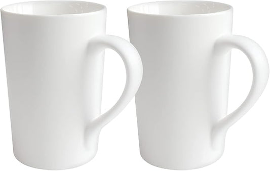 2 Pack 12 OZ Ceramic Coffee Cup Simple Pure White Ceramic Cup Plain Large Tall White Milk Tea Coffee Mug with Handle