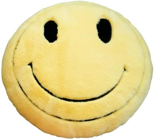Urban Lifestyle Happy Face Decorative 18" Throw Pillow, Soft Plush Emoji Cushion for Living Room, Bedroom, Couch or Office