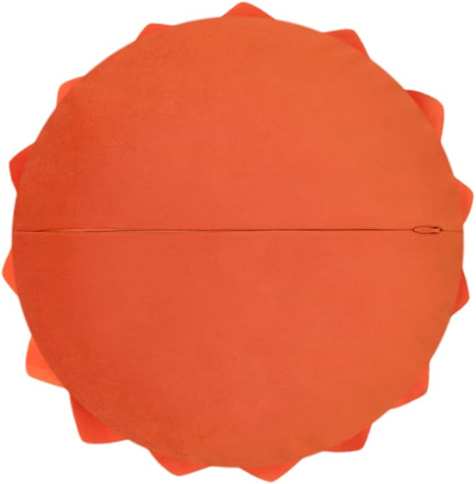 Decorative Throw Pillow 3D Flower Round Pillow Accent Handmade Cushion with Insert for Couch Bed Home Decor 14 inch Orange