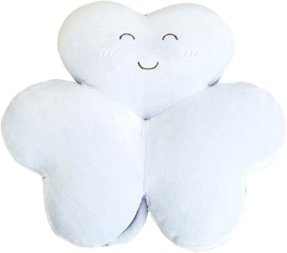 Cyprinus Carpio Smile Face Trifolium Plush Throw Pillow Green Shamrock Cushion Decor Room Light Blue/19Inch