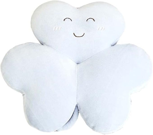 Cyprinus Carpio Smile Face Trifolium Plush Throw Pillow Green Shamrock Cushion Decor Room Light Blue/19Inch