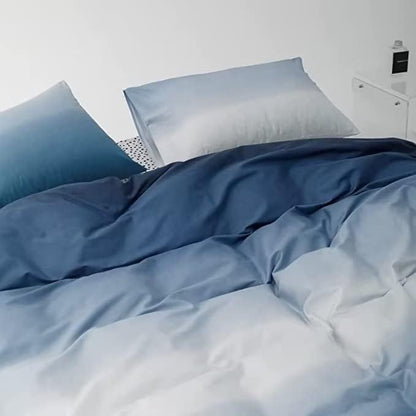 Houseri White and Blue Comforter Set California King Gradient Blue Comforter Bedding Sets Cal King Size, Cal King(96''x104''-Comforter)