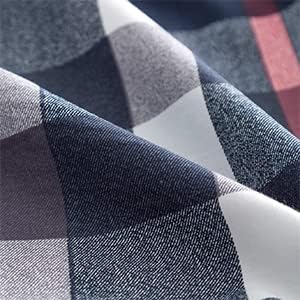CLOTHKNOW Blue Plaid Full Size Comforter Sets 3Pcs Tartan Bedding Comforter Sets All Season Blue Red Grey Grid Comforter with 2 x Pillow Cases