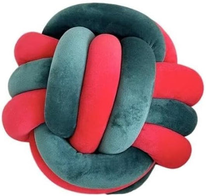 Knot Ball Pillows,Soft Round Knotted Pillow,Handmade Plush Throw Pillows Home Decoration Cushion Pillow for Sofa Bed Couch Floor(8.7 Inch,Green-Red)