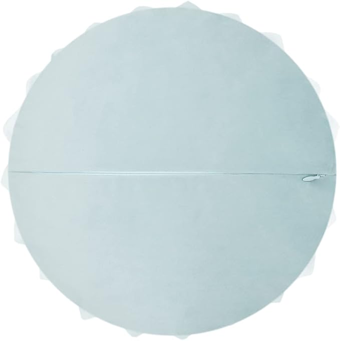 JWH 3D Flower Throw Pillow Cover Decorative Round Cushion Cover Handmade Pillowcase Soft Velvet Pillow Case Bed Couch Living Room 12 Inch Light Blue