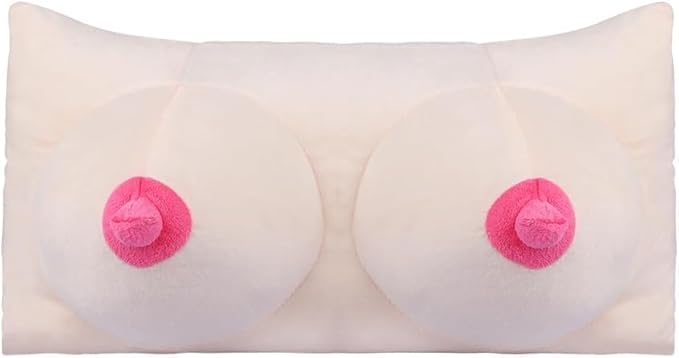 3D Boobs Breast Throw Pillow Soft Stuffed Plush Memory Foam Sofa Couch Car Seat Cushion Decorative Bed Backrest Funny Sleep Body Cuddle Pillow Husband Boyfriend Hilarious Gag Gift Home Bedroom Decor