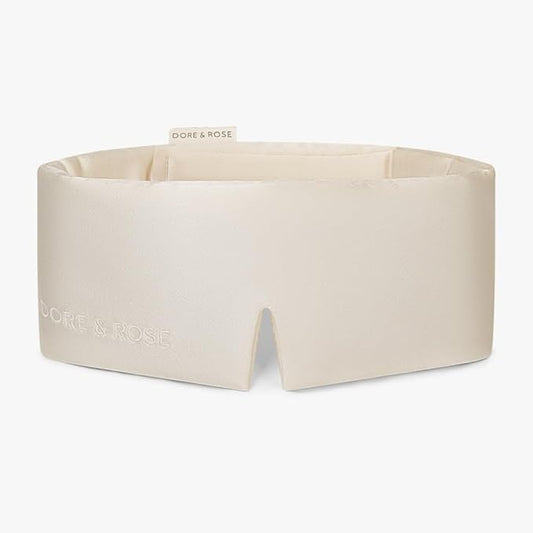 Dore & Rose Deep Sleep Mask Light Blocking, 23 Momme Mulberry Silk Eye Mask, Ultra Soft, Adjustable - Travel Sleeping Mask for Men & Women - Champagne