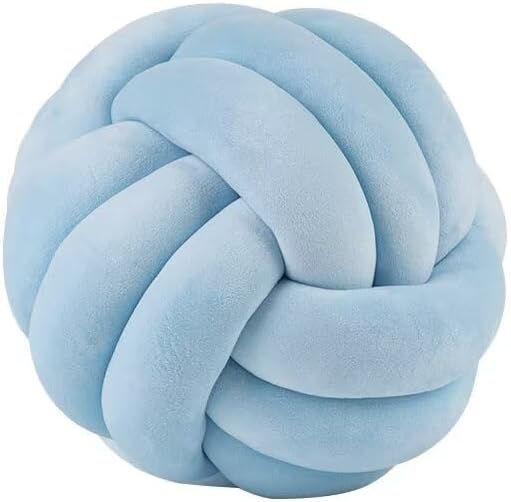 Knot Ball Pillows,Soft Round Knotted Pillow,Handmade Plush Throw Pillows Home Decoration Cushion Pillow for Sofa Bed Couch Floor(8.7 Inch,Sky Blue)