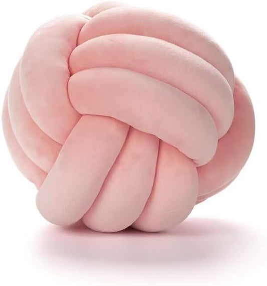 Knot Ball Pillows,Soft Round Knotted Pillow,Handmade Plush Throw Pillows Home Decoration Cushion Pillow for Sofa Bed Couch Floor(8.7 Inch,Pink)