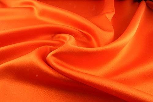 100% Pure Silk Satin Sheet Set 4pcs, Silk Fitted Sheet 15" Deep Pocket Mattress fit,Silk Flat Sheet&Silk Pillowcases Set Cool Soft Silk Sheets|Wrinkle Free Fade Resistant Queen Orange