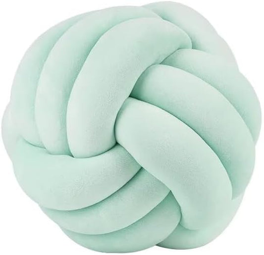 Knot Ball Pillows,Soft Round Knotted Pillow,Handmade Plush Throw Pillows Home Decoration Cushion Pillow for Sofa Bed Couch Floor(8.7 Inch,Mint)