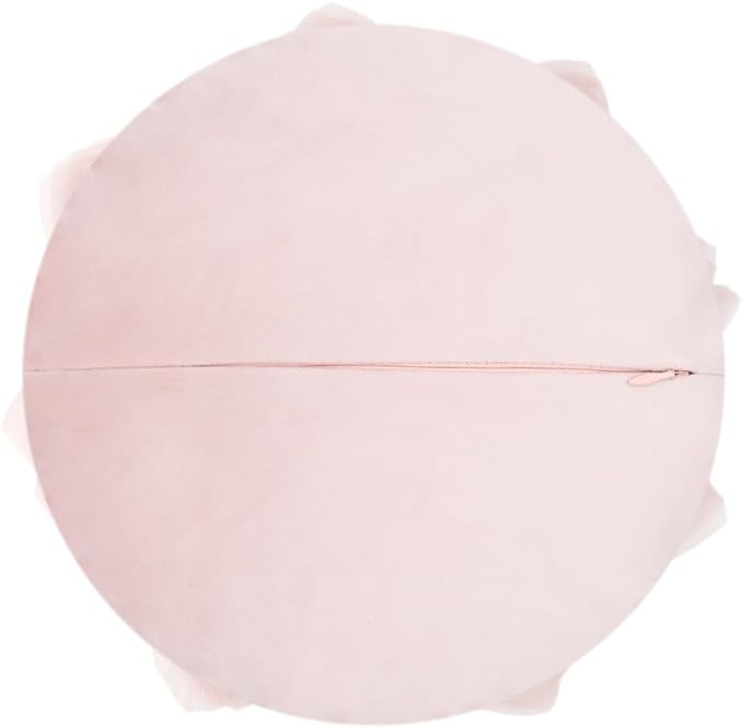3D Blush Pink Flower Round Decorative Throw Pillow with Insert Soft Cute Floral Accent Pillow Cushion for Bed Couch Bedroom Living Room Nursery Boho Aesthetic Home Decor 12Inch Rose Gold