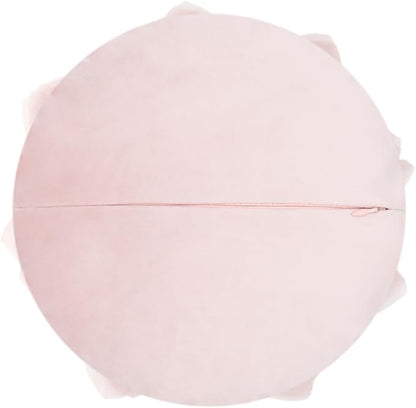3D Blush Pink Flower Round Decorative Throw Pillow with Insert Soft Cute Floral Accent Pillow Cushion for Bed Couch Bedroom Living Room Nursery Boho Aesthetic Home Decor 12Inch Rose Gold