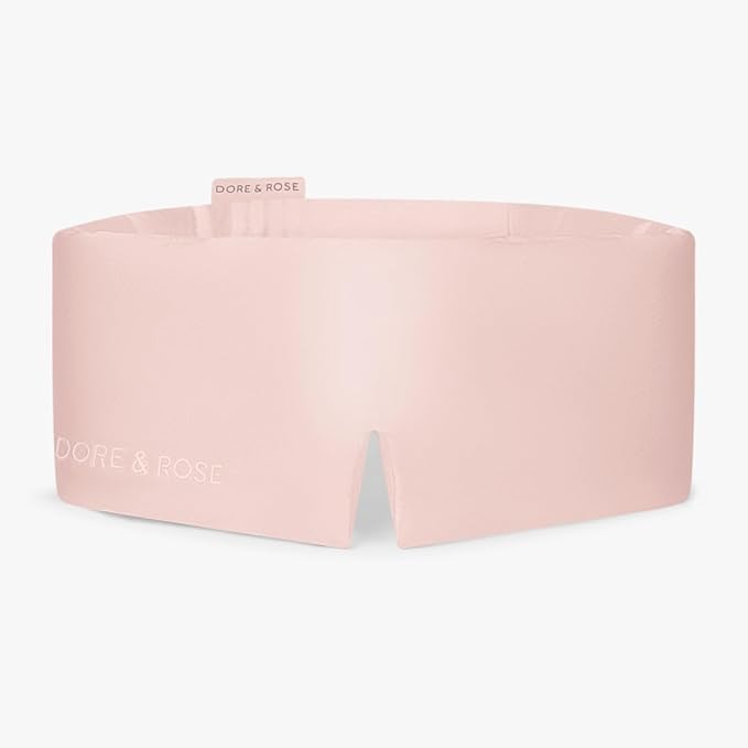 Dore & Rose Deep Sleep Mask Light Blocking, 23 Momme Mulberry Silk Eye Mask, Ultra Soft, Adjustable - Travel Sleeping Mask for Men & Women - Pink