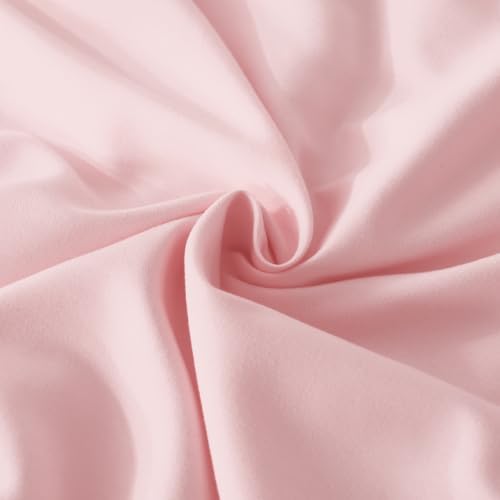 Andency Pink Ruffle Comforter Twin XL(68x92Inch), 2 Pieces(1 Ruffled Comforter and 1 Pillowcase) Solid Farmhouse Shabby Chic Bed, Vintage Rustic Soft Microfiber Bedding Set