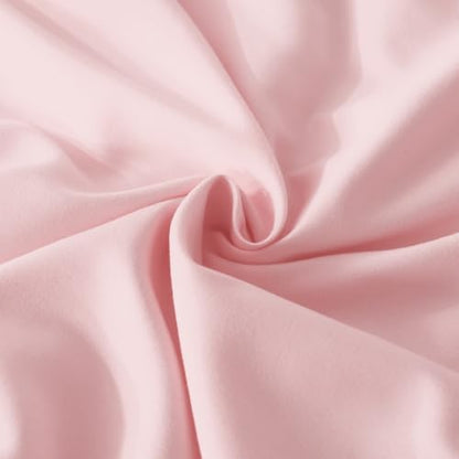 Andency Pink Ruffle Comforter Twin XL(68x92Inch), 2 Pieces(1 Ruffled Comforter and 1 Pillowcase) Solid Farmhouse Shabby Chic Bed, Vintage Rustic Soft Microfiber Bedding Set