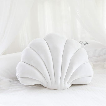Patty Both Seashell Decorative Pillow Velvet Seashell Throw Pillow, Sea Shell Shaped Throw Pillow Decorative Pillows for Bed Couch Home Office Decor (White, Medium(17.2 * 13.2in 0.55kg))