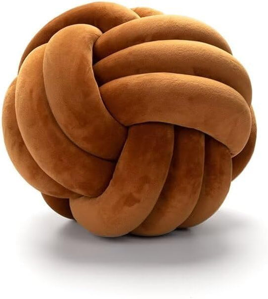 Knot Ball Pillows,Soft Round Knotted Pillow,Handmade Plush Throw Pillows Home Decoration Cushion Pillow for Sofa Bed Couch Floor(8.7 Inch,Burnt Orange)