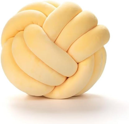 Knot Ball Pillows,Soft Round Knotted Pillow,Handmade Plush Throw Pillows Home Decoration Cushion Pillow for Sofa Bed Couch Floor(8.7 Inch,Light Yellow)