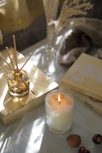 Citrine Crystal Infused Reed Diffuser, 4 OZ, Recharge - Scents of Lemongrass, Geranium & Basil for Inspiration & Creativity - Perfect for Meditation Spaces, Yoga Studios, Bedside Tables