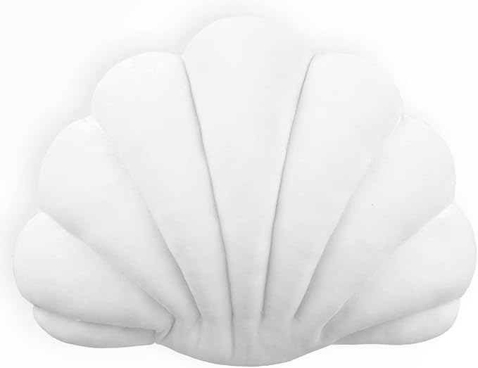 Yi-gog Seashell Pillow Sea Shaped Decorative Princess Throw Pillow 3D Velvet Soft Ocean Cute Throw Pillows for Bed Couch Chair Sofa Room 18 X 13 inch