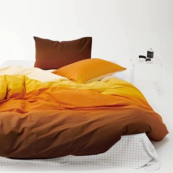 Houseri Yellow Orange Gradient Comforter Set Twin Cream Yellow Gold Brown Comforter Bedding Sets Twin Size for Kids Boys Girls Novel Yellow Bedding Comforters Twin Soft Breathable 3 Pcs