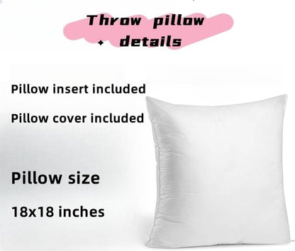Throw Pillow Covers with Insert Included, with Embroidered Detail, 18 x 18 inches, Decorative Throw Pillow for Sofa Couch Bed (Green Polyster, 18" L x 18" W)