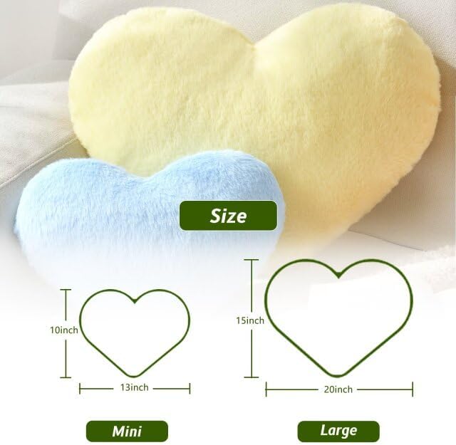 Heart Pillow White Throw Pillows Decorative Pillows for Bed Couch Cute Faux Rabbit Fur Small Pillow for Women Valentine Anniversary Fall Halloween Christmas Home Decor (Mini, 13"x10")