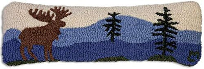 Chandler 4 Corners Artist-Designed Mountain Moose Hand-Hooked Wool Decorative Throw Pillow (8 in x 24 in) Wildlife Pillow for Couches & Beds - Easy Care & Low Maintenance - Nature & Wilderness Pillow
