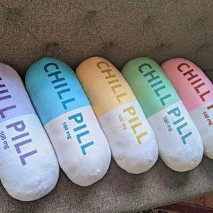 Chill Pill Pillow - Preppy Cute Trendy Room Decor Aesthetic Throw Pillows, Funny College Dorm Teenager Y2K Teacher Doctor Nurse Lawyer Student Friend Sister Birthday for her (Yellow)