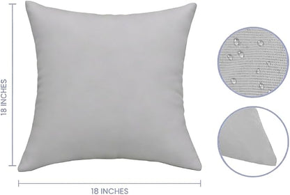 JMGBird Water-Resistant Outdoor Pillows Set of 2, 18x18 inch Durable Pure Grey Throw Pillows with Inserts for Patio Furniture