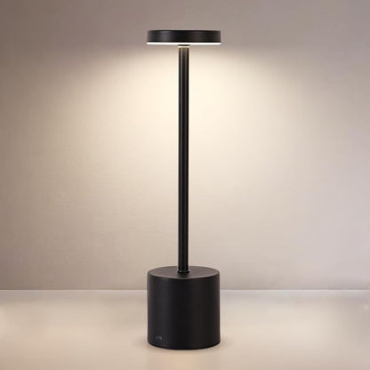Rechargeable Cordless Table Lamp,Portable Outdoor 5000mAh Battery Operated LED Table Light Touch Control 3 Color Dimmable for Bedroom,Patio,Cofee,Camping,Dining,Restaurant&Livingroom-Black
